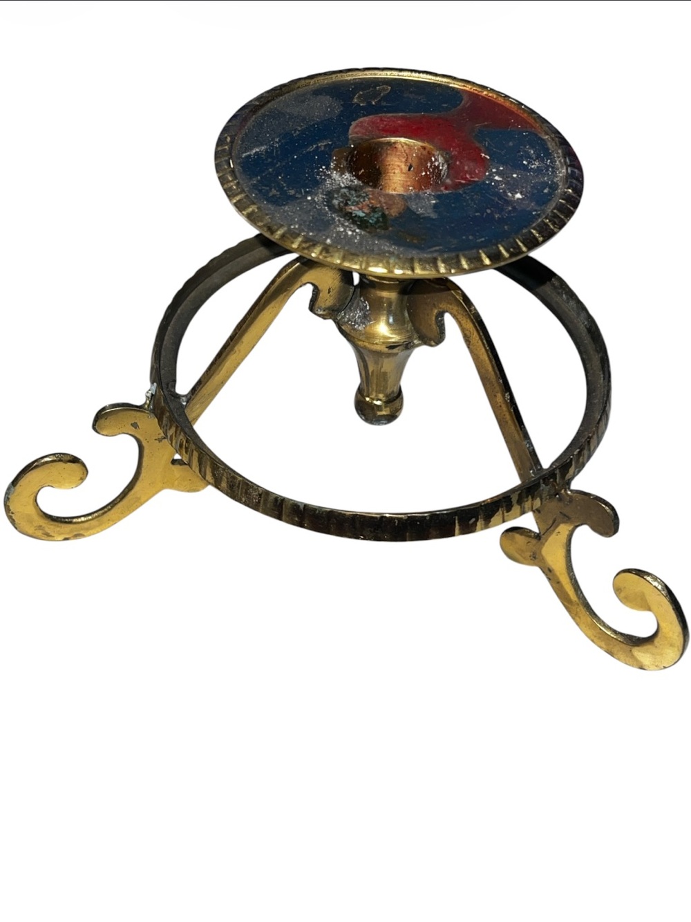 Brass Finish Scroll-Base Candle Holder - Gold - Picture 2 of 5
